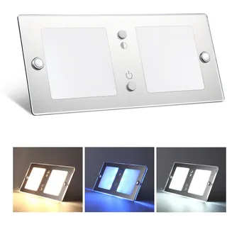 acegoo 12V LED Deckenleuchte Wohnmobil Dimmbar 6W Acryl 3000K/5500K&Blau Licht Wohnwagen Panel Lampe Mit Schalter 24V für Boot Yacht Decke Innenbeleuchtung, 620lm Oberflächenmontage