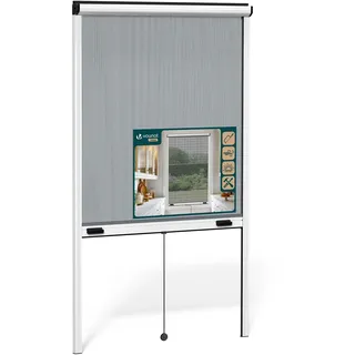 VOUNOT® Insektenschutzrollo Fenster mit Aluminiumrahmen, Fliegengitter Rollo mit Fiberglas Netz, zuschneidbar in Höhe und Breite, einfache Montage, L100 x H160 cm Weiß