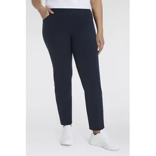 Schlupfhose KJBRAND "Schlupfhose Susie in Bi-Stretch, Kammgarnoptik", Damen, Gr. 48, N-Gr, blau (marine), Web, Obermaterial: 63% Polyester, 35% Viskose, 2% Elasthan, bequem knöchelfrei, Hosen Schlupfhose, Sommerhose, ideal für kräftige Oberschenkel