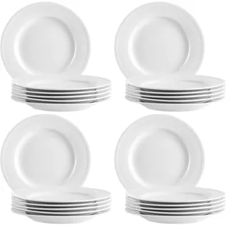 MÄSER Serie Arlona, Dessertteller Set für 6 Personen aus hochwertigem Porzellan, kleine Keramik Teller, zeitlos. Elegant, Porzellan, weiß (Packung mit 4)