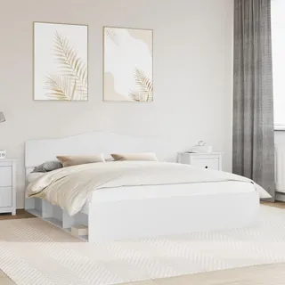 vidaXL Bettrahmen mit Kopfteil Weiß 200 x 200 cm Massives Kiefernholz - Weiß