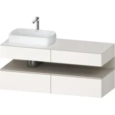 Duravit Qatego Konsolenwaschtischunterbau, 2 Auszüge, 2 Schubkästen, Ausschnitt links, 1400x550x600mm, Nische Taupe Supermatt, QA4765083, Farbe: Weiß Supermatt