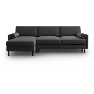 Micadoni Ausklappbares-Ecksofa links mit Container Scott aus Samt grau 5 Sitzplätze , Grau , Textil , L-Form , 212x142 cm , Hergestellt in Europa, Oeko-Tex® , Wohnzimmer, Sofas & Couches, Wohnlandschaften, Ecksofas