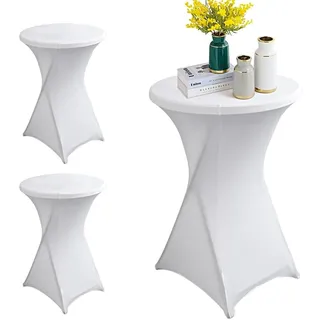 YFZYT Weiß Stehtisch Hussen Ø80-85cm, 3 Stück Stretch Hussen Stehtische, Maschinenwäschbar, Verstärkung im Fußbereich, Stehtischhussen Geeignet für Hochzeit, Bars, Restaurants, Ausstellungen
