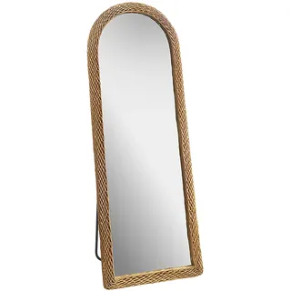 Kobolo Spiegel Standspiegel - LIAM - mit Rahmen aus geflochtene Weide - natur - Ganzkörperspiegel groß modern Wohnzimmer Ankleidezimmer Bodenstehend - Braun