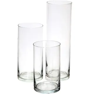 Royal Imports Vase dekorative Glaszylinder Mittelachse für den Haushalt oder Hochzeit 3er Set ohne Kerzen Claro