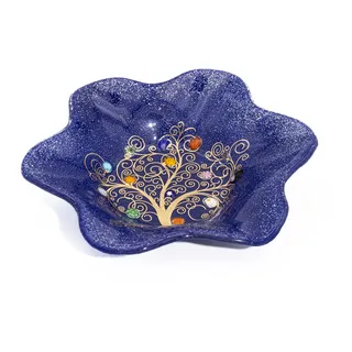 Sospiri Venezia Murano-Glas-Objekttablett mit handgefertigter Baum des Lebens-Dekoration dekorative Schale Wohndekoration Geschenkidee handgefertigt in Italien (19 x 19 cm)