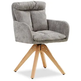 Homestyle4u Polsterstuhl drehbar in Grau Esszimmerstuhl Polstersessel Sessel Armlehnenstuhl Sitzkissen | Gr.: onesize