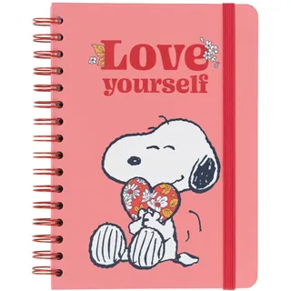 Grupo Erik Notizbuch A5 Liniert Snoopy Love Yourself - Hard Cover Notizblock A5 Ringbuch A5 Tagebuch mit Spiralbindung