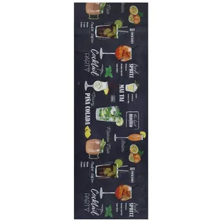 Atticgo Vinyl-Küchenteppich Schwarz Ricci 52/100 cm , Textil , Essen/Getränk , Rechteckig , 52x100 cm , waschbar, antistatisch, leicht zusammenrollbar, rutschfeste Unterfläche , Teppiche und Böden, Teppiche, Teppichläufer, Küchenteppiche