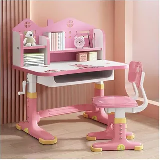 Kinder-Schreibtisch-Stuhl-Set höhenverstellbar mit Schublade & Bücherregal, Jungen Mädchen, Schule & Studium