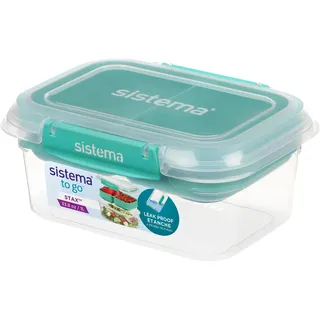Sistema 1 l Stax To Go Vorratsbehälter mit herausnehmbarem Bento-Tray | 100% auslaufsicher, luftdicht und stoßfest | geeignet für Kühl-/ Gefrierschrank/Mikrowelle | Farbe: Teal