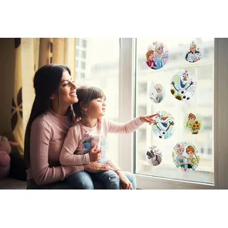 Fensterbild Frozen Springday Bubbles - Größe 30 x 30 cm, 2 Bogen - Fenstersticker, Disney, Kinderzimmer, Babyzimmer, Frozen, Bunt