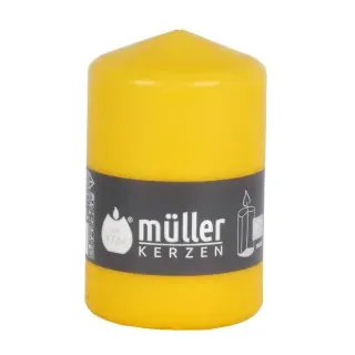 Müller Kerzen Stumpenkerze, goldgelb, Hochwertige Stumpenkerze mit gleichmäßigem Abbrand, 1 Packung = 6 Stück, (Ø x H): 70 x 110 mm
