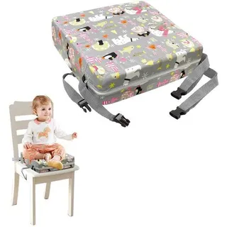 Unyqoos® Tragbare Kinder-Sitzerhöhung – 10 cm Sitzkissen mit Eisbär‐Motiv, PU‐Kunstleder & 45D Schaumstoff, 30×30×10 cm, 2 Sicherheitsgurte, Anti‐Rutsch