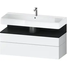 Duravit Qatego Waschtischunterbau, 1 Auszug und 1 Schublade, 1190x470x590mm, Nische Eiche Schwarz, QA4396016, Farbe: Weiß Matt/mit Nischenbeleuchtung