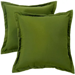 Homescapes Outdoor-Kissen 2er-Set grün 45/45 cm , Grün , Textil , Uni , Füllung: Polyester , Quadratisch , 45x45 cm , Heimtextilien, Wohntextilien, Kissen, Zierkissen