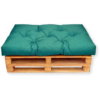 4L Textil Palettenkissen waschbar Palettenauflagen Europaletten Sitzkissen Rückenlehne wetterfest (Sitzkissen 120x80 cm, Grün Uv-beständig) - Grün