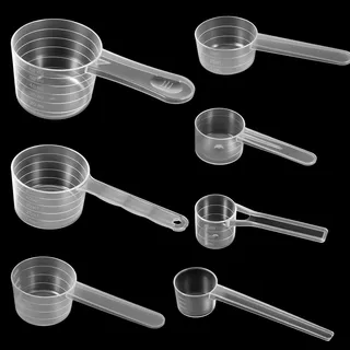 7 Stück Transparente Messlöffel, Messlöffel Gramm mit Skala 5g, 7.5g, 10g, 15g, 20g, 25g, 30g Waagen Dosierlöffel Measuring Spoons Scoop 5g Dosier-Löffel für Proteinpulver Waschpulver Creatin