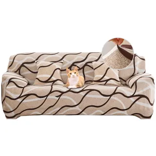 Jaotto Sofabezug 3 Sitzer Elastischer Stretch Spandex Sofa Überwürfe Sofahusse Antirutsch Waschbar Sofaschoner Couchbezug für Sofa mit Armlehne,Moderne Linie