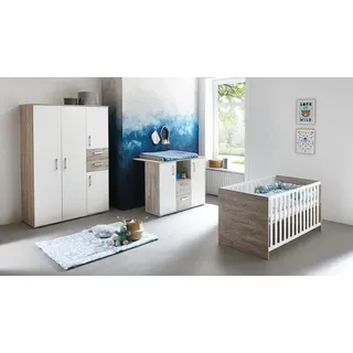 arthur berndt Babyzimmer Set Bente 3-tlg. , Weiß, Eichefarben , Kunststoff , 6 Fächer , 4 Schubladen , 1x1x1 cm , Blauer Engel, Hergestellt in Deutschland , Babymöbel & Kindermöbel, Babyzimmer