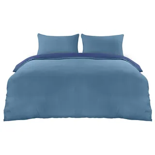 Utopia Bedding Bettwäsche 200x200 Set - Mikrofaser Bettbezug 200x200 cm + 2 Kissenbezüge 50x75 cm - Marineblau/Hellblau