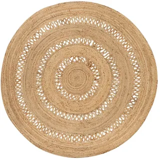 Steffensmeier Flachgewebeteppich 150/150 cm Goa Sun , Naturfarben , Naturmaterialen , Rund , 150x150 cm , für Fußbodenheizung geeignet , Teppiche und Böden, Teppiche, Flachwebteppiche