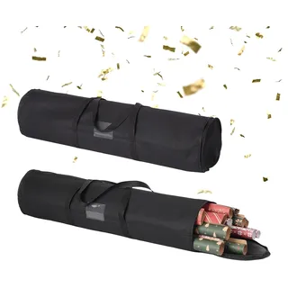 Relaxdays Geschenkpapier Aufbewahrung, 2er Set, Reißverschluss, Griffe, HxD: 79 x 22 cm, Geschenkpapiertasche, Farbwahl