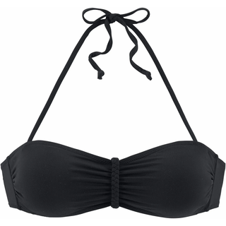 Bandeau-Bikini-Top BUFFALO "Happy", Damen, Gr. 32, Cup A/B, schwarz, Microfaser, Polyamid, Tactel, unifarben, Bikini-Oberteile Bandeau-Bikini-Top, mit geflochtenem Detail, Topseller