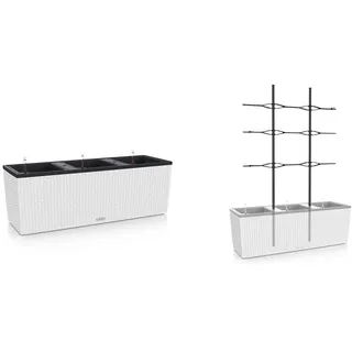 Lechuza Trio Cottage 30 Pflanzgefäß mit ERD-Bewässerungs-System, Weiß, 100 x 32 x 34 cm & Trio Cottage 30 Rankgitter, Neutral