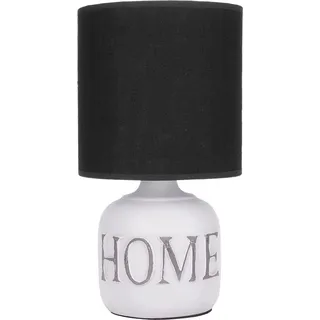BRUBAKER Tisch- oder Nachttischlampe Home - Tischleuchte mit Keramikfuß und Stoffschirm - 32,5 cm Höhe, Weiß Grau - Weiß, Grau
