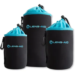 LENS-AID Neopren Objektivbeutel mit Fleece-Fütterung Set: S, M, L