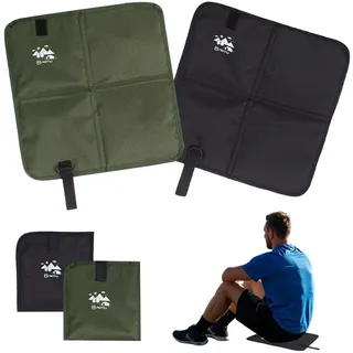 Jadin Sitzkissen Outdoor, 2 Stück Sitzunterlage Outdoor Kinder, Sitzkissen Faltbar, 600D Wasserdichtes Oxford-Stoff Sitzkissen, für Camping, Picknick, Reisen und Sport, 37 x 35 cm, Schwarze, Grün
