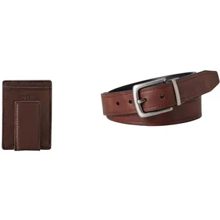 Fossil Herren Ingram Braunes Leder Portemonnaie und Parker Gürtel, Set