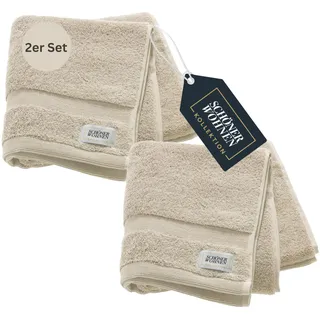 SCHÖNER WOHNEN 2er Set Premium Handtuch 50x100 cm - saugstark - Luxus Handtücher Beige 2teilig - 100% Baumwolle - flauschig weich - als Handtuch-Set kombinierbar - Frottiertücher - Öko-Tex