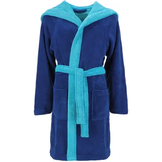 VOSSEN Kinderbademantel VOSSEN "Bixie, ideal für Sauna & Spa, Hotelbademantel, Morgenmantel" Gr. 122, blau (reflex blau, ice blau), L:80cm, Baumwoll-Mix, Hausmäntel, Kinderbademantel, Doubleface-Look