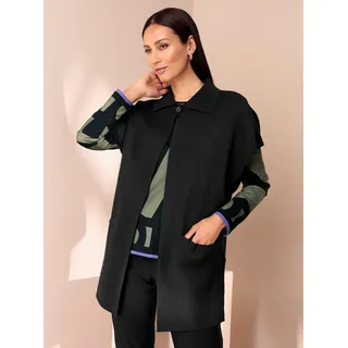 Poncho HEINE, Damen, Gr. 36/38, schwarz, 50% Viskose, 28% Polyester, 22% Polyamid, unifarben, Jacken Poncho