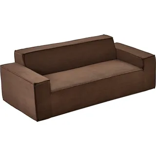 SucceBuy Moderner Cord-Sofa (211 cm) mit großzügigen Sitzen, gemütliches Sofa mit breiten Armlehnen, weicher Loungesessel für Wohnzimmer, Schlafzimmer, Wohnung oder Büro, Bodensofa in Braun