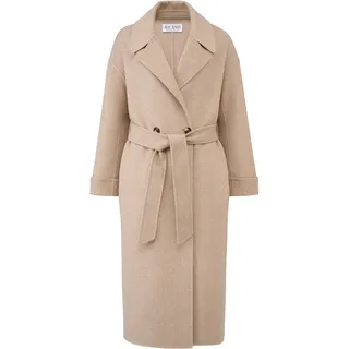 Wollmantel RICANO "Wollmantel Elodie", Damen, Gr. XS, beige, Obermaterial: 50% Wolle WO. 50% Polyester PES., weit, V-Ausschnitt, Mäntel Wollmantel, Handgefertigt, aus feinster Double-Face Wool