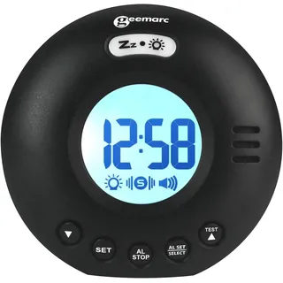 Geemarc Wecker mit Vibration, tragbar, mit lautem Klingelton von 75 dB, leuchtendem Blitz und integriertem Vibrationsalarm für Hörgeschädigte und Dicke Schläfer – der Wake 'n' Shake Voyager von