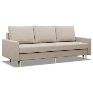 mebligo Sofa, Beige, Textil, 3-Sitzer, Rechteckig, 212x88x92 cm, Wohnzimmer, Sofas & Couches, Sofas, 3-Sitzer Sofas