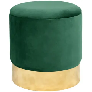 akord furniture factory Pouf Akord GOLDEN aus Samtstoff mit Stauraum in Flaschengrün Durchmesser 39 cm schwarz 39 cm X 40 cm