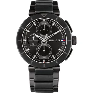 Tommy Hilfiger Multi Zifferblatt Quarz Uhr für Herren mit Schwarzes Edelstahlarmband - 1792119