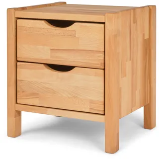 Betten-ABC Bubema Commodino Duo – Nachttisch mit zwei Schubladen, Kernbuche massiv, natur geölt