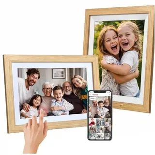 Wozinsky WRC-32 10,1" digitaler Bilderrahmen mit Frameo 32GB App - hellbraun