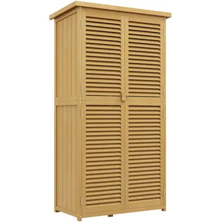 Outsunny Gartenschrank, Kiefernholz, Gelb , Holz , 46.5x160x87 cm , Gartenzubehör, Geräteschuppen