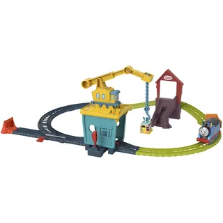 Thomas & Friends Fisher-Price HDY58 - Thomas & Friends Reparatur-Freunde Zug- und Schienenset mit motorisierter Thomas-Lokomotive, Spielzeug für Vorschulkinder ab 3 Jahren, Blau