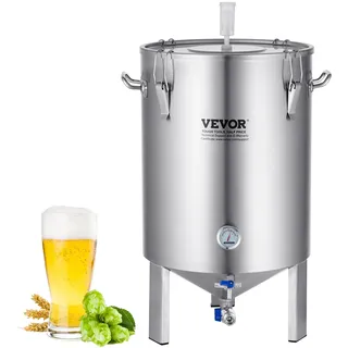 Vevor Bierbrauanlage Bierbraugerät Kessel aus Edelstahl 60 L Bierfermenter, Braueimer-Fermenter zum Brauen, Heimbrauzubehör mit Sockel, Kessel-Suppentopf inkl. Deckel, Griff, Ventil, Zapfhahn