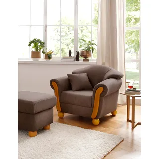 Home Affaire Sessel Milano Federkern 103 x 83 x 81 cm Braun mit Zierkissen