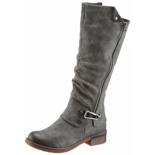 Winterstiefel RIEKER, Damen, Gr. 39, Varioschaft, grau, Nubuklederimitat, used, Schuhe Winterstiefel, Langschaftstiefel, Warmfutter, mit Rieker TEX Membran